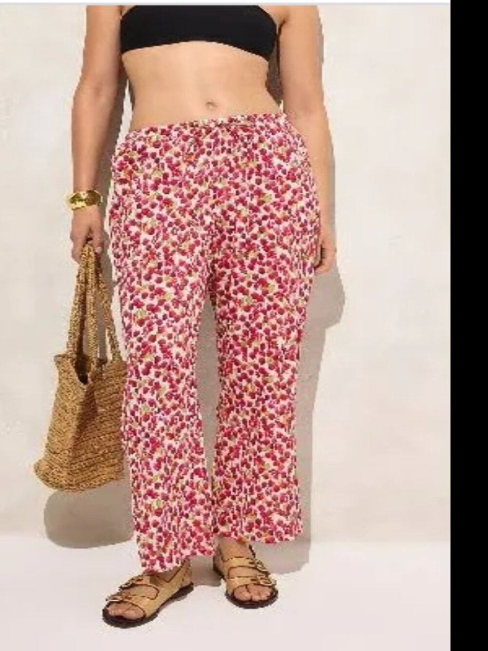 J Crew Cotton beach pant in raspberry print